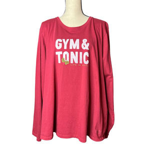 Life is Good T-shirt in Red with Gym & Tonic Graphic Long Sleeves Size XXXL